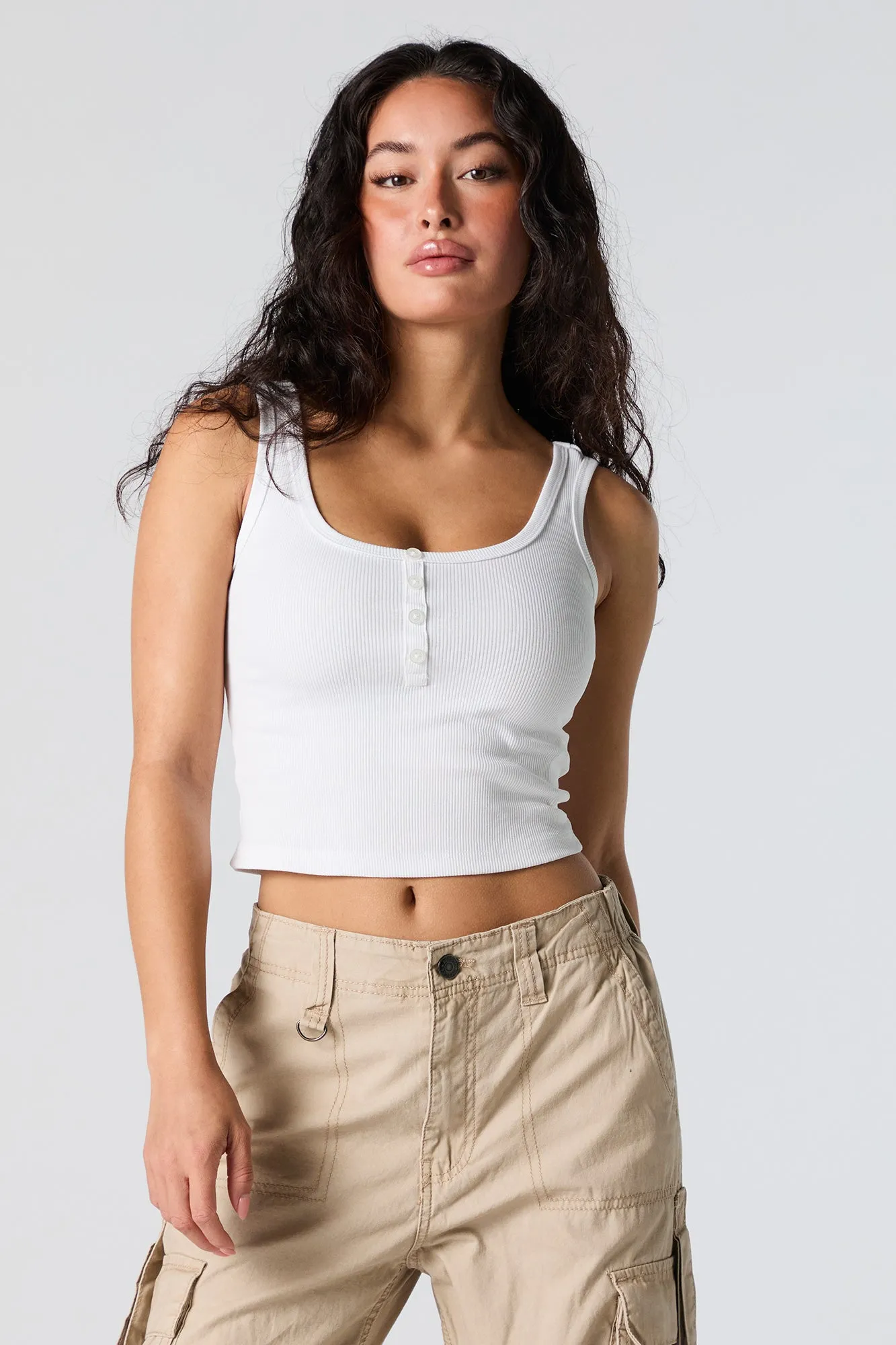 Ribbed Henley Tank