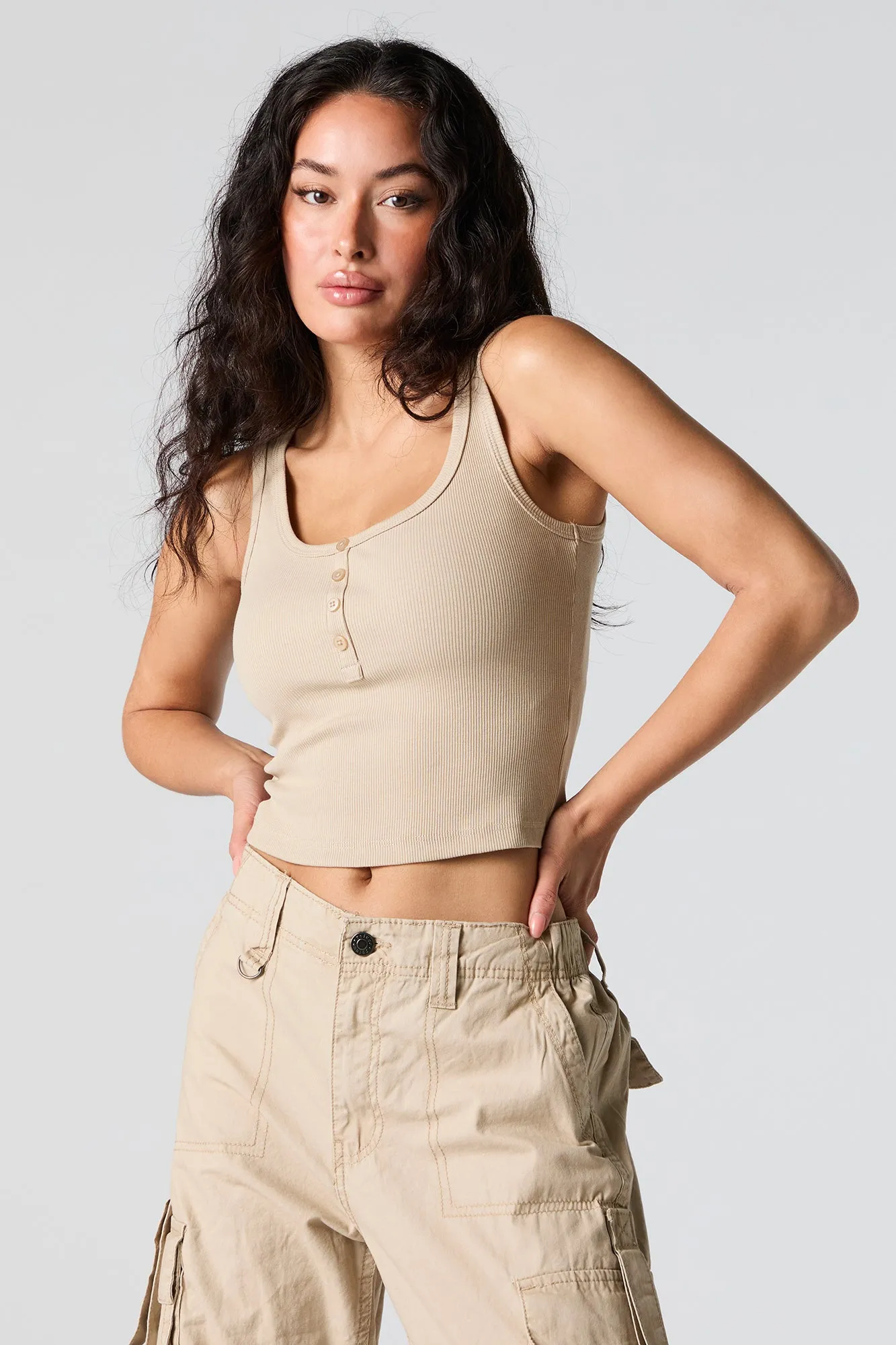 Ribbed Henley Tank