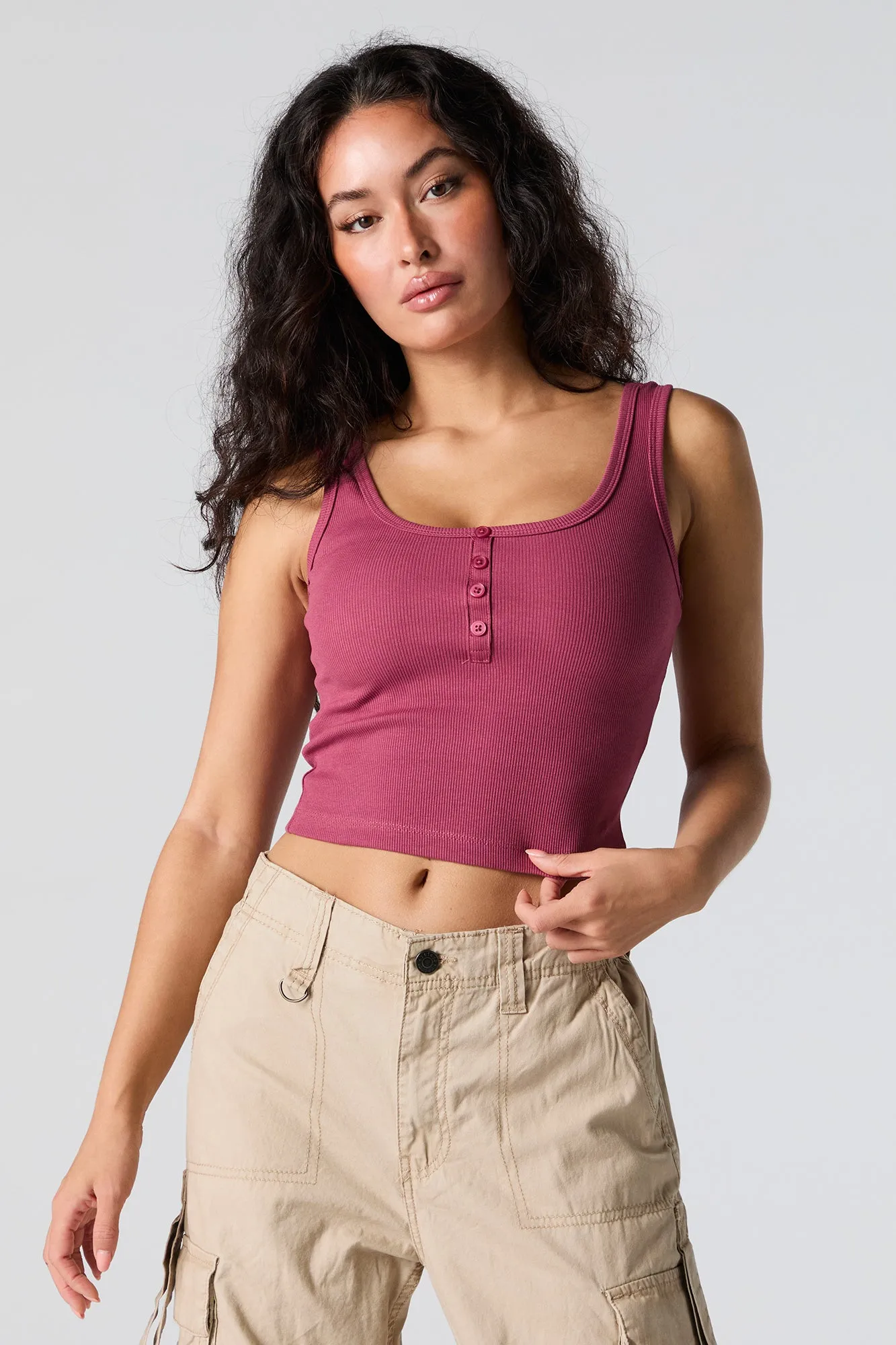 Ribbed Henley Tank