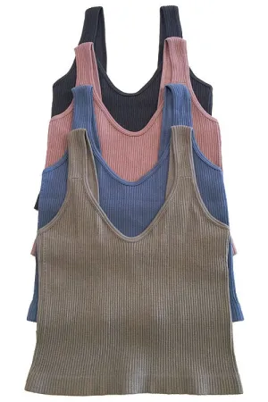Ribbed Tank Crop Top - Assorted Colors
