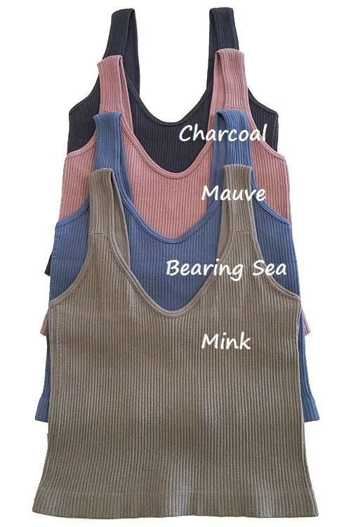 Ribbed Tank Crop Top - Assorted Colors
