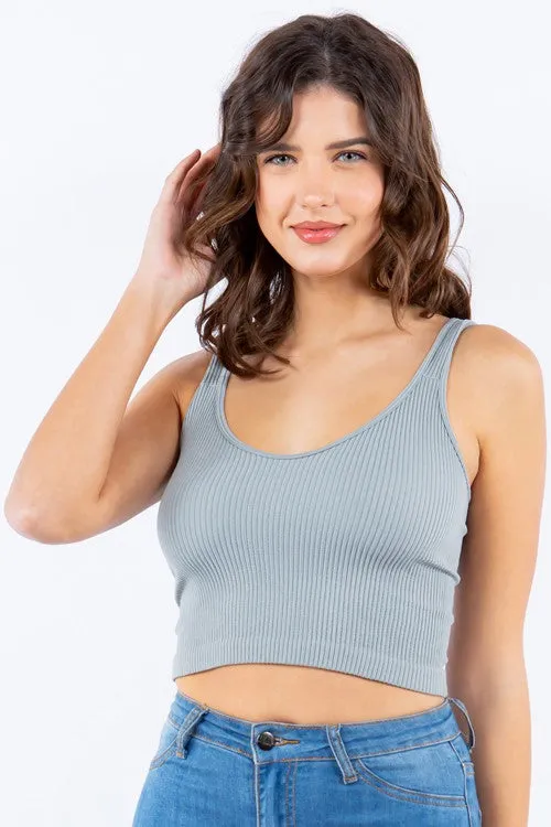 Ribbed Tank Crop Top - Assorted Colors