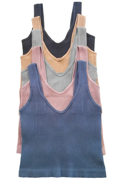 Ribbed Tank Crop Top - Assorted Colors