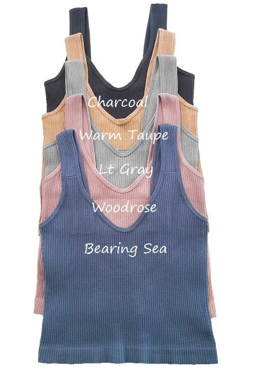 Ribbed Tank Crop Top - Assorted Colors
