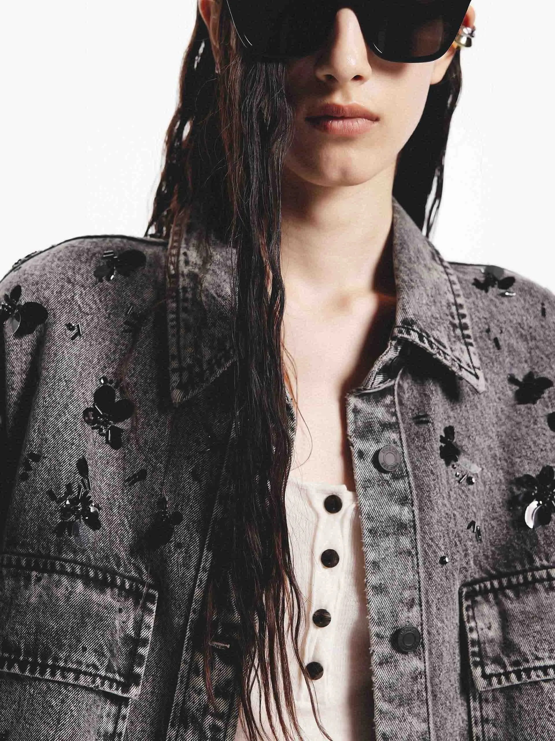 Sequin Detail Loose Jacket