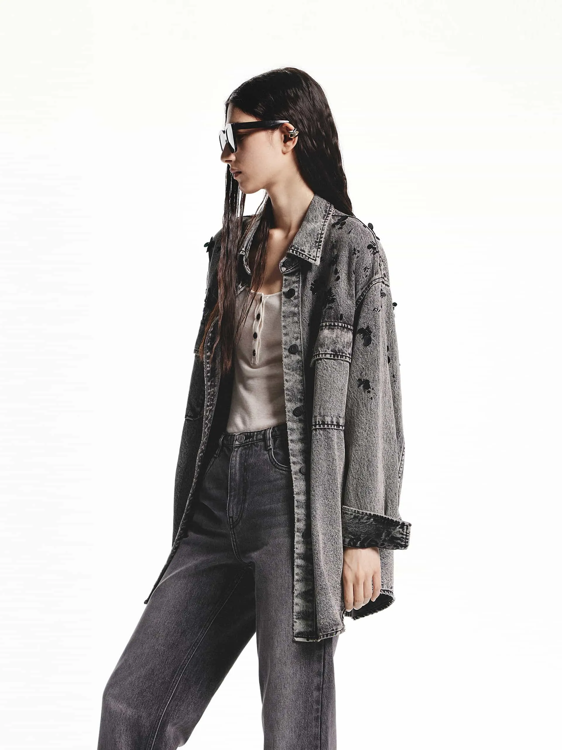 Sequin Detail Loose Jacket