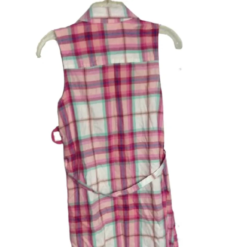 SO Pink Plaid Sleeveless Shirt Dress Sequin XXL 16