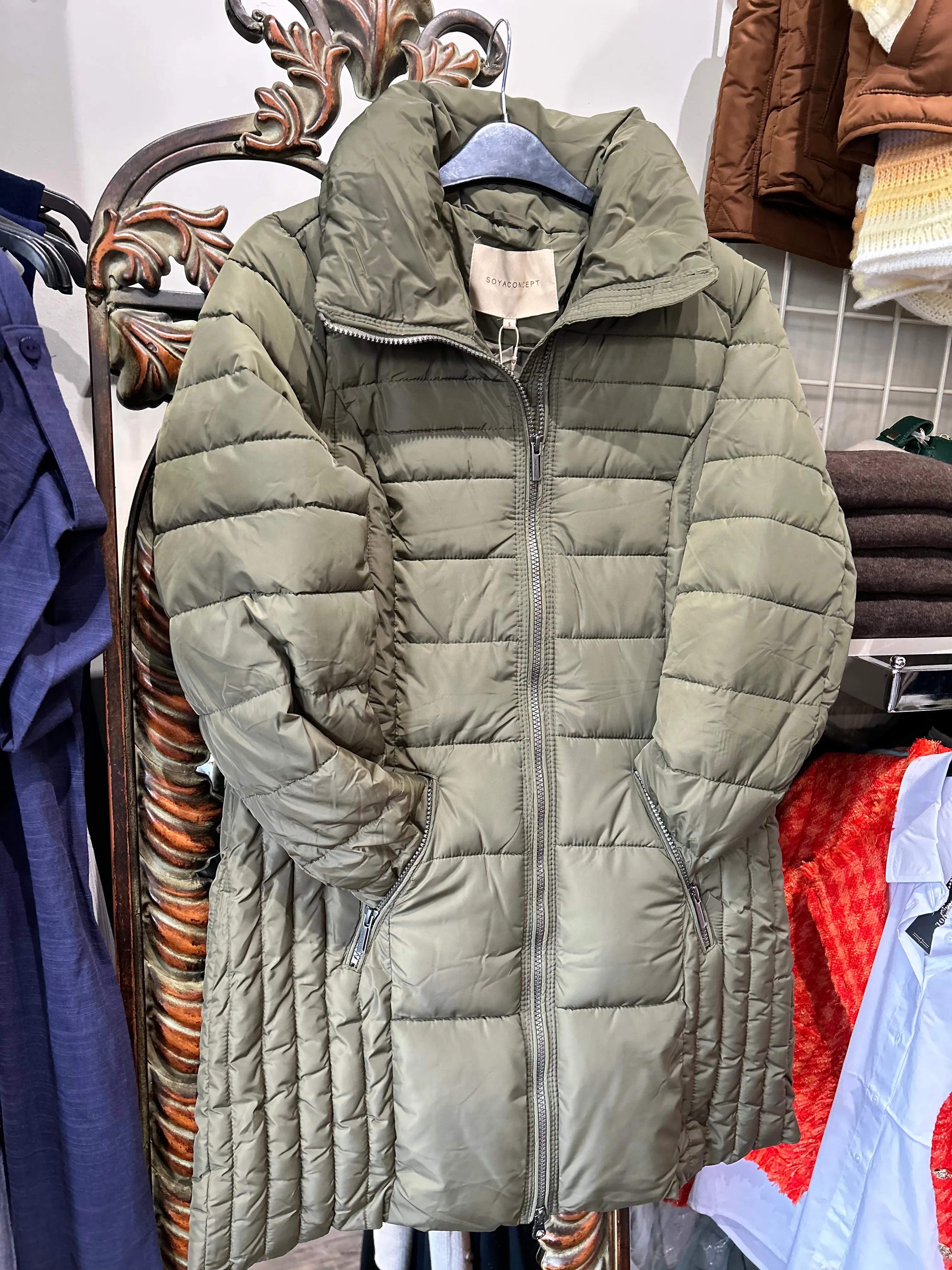 Soya Concept - Quilted Puffer Coat in Army Green