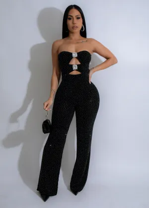 Stellar Gaze Rhinestones Jumpsuit Black