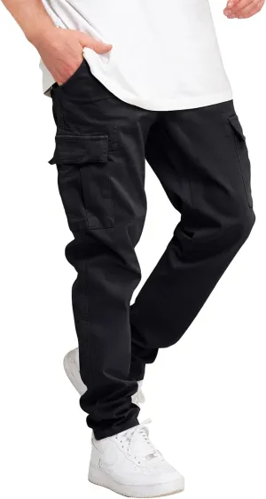 THWEI Cargo Pants for Men Casual Drawstring Joggers Cotton Work Sweatpants Multi Pockets