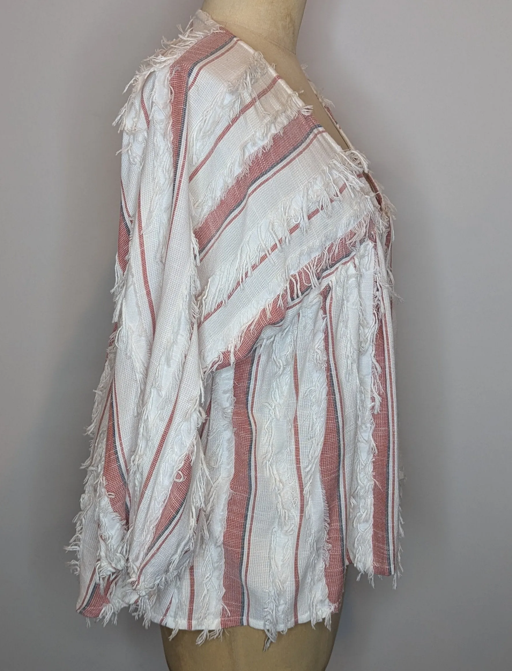 Tigerlily Stripe Long Sleeve Feathered Boho Blouse