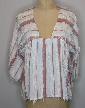 Tigerlily Stripe Long Sleeve Feathered Boho Blouse