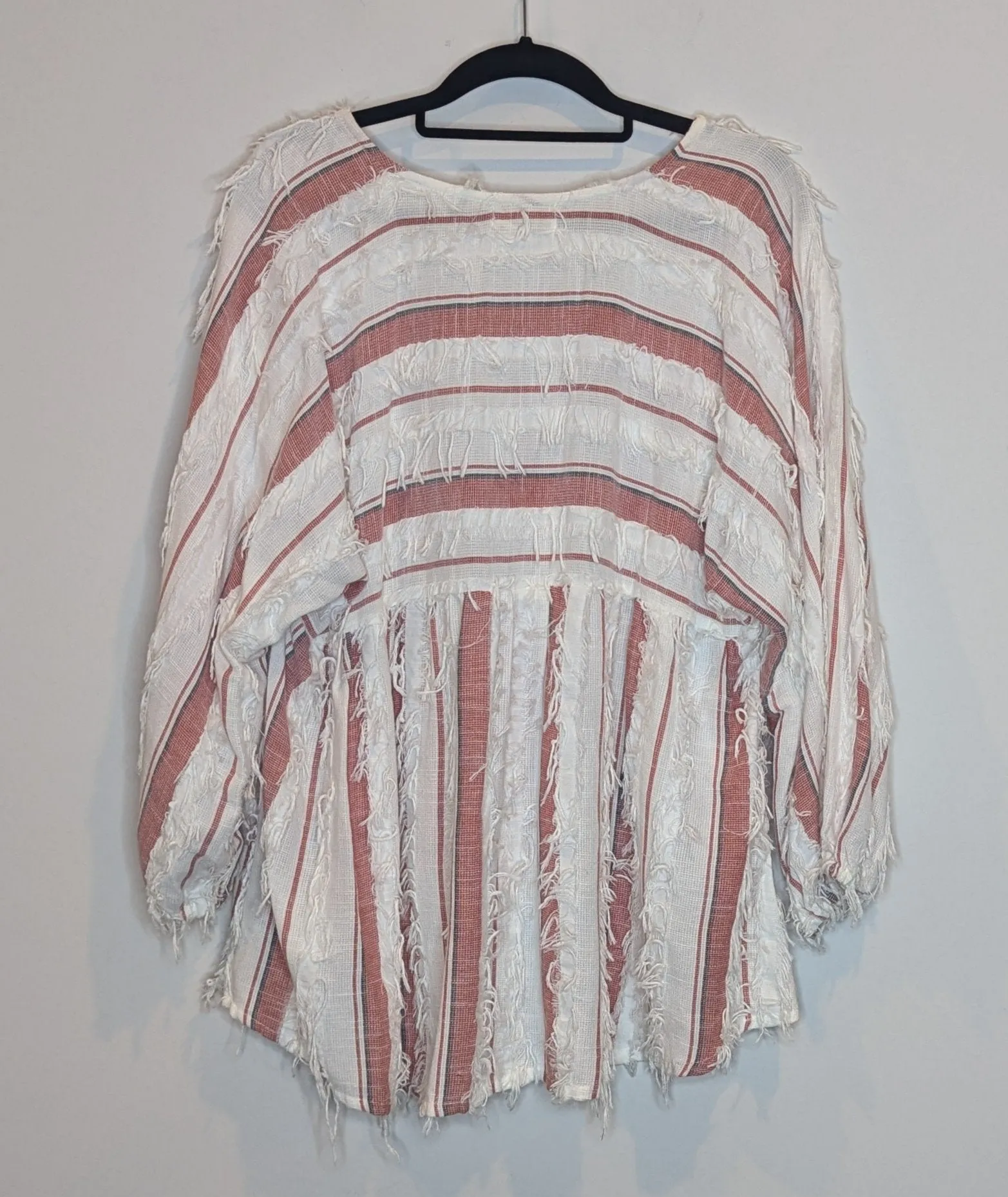 Tigerlily Stripe Long Sleeve Feathered Boho Blouse