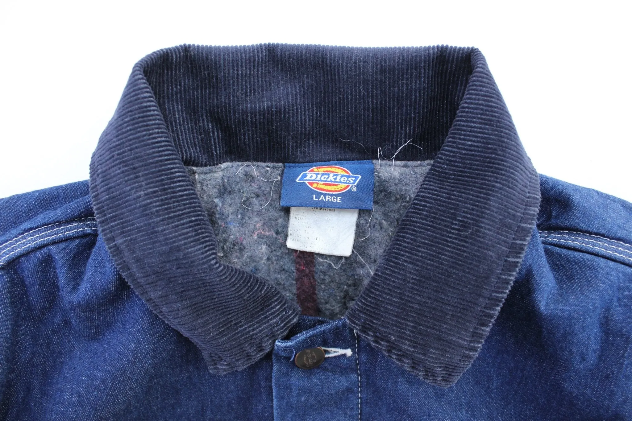 Vintage Dickie's Logo Patch Dark Wash Denim Chore Jacket