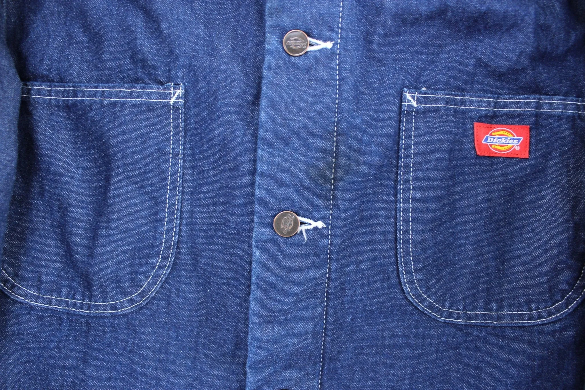 Vintage Dickie's Logo Patch Dark Wash Denim Chore Jacket