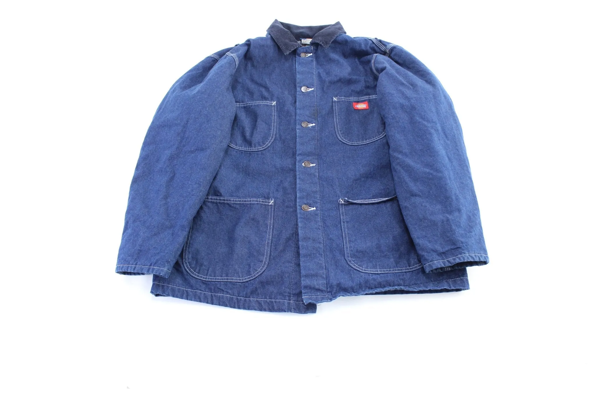 Vintage Dickie's Logo Patch Dark Wash Denim Chore Jacket