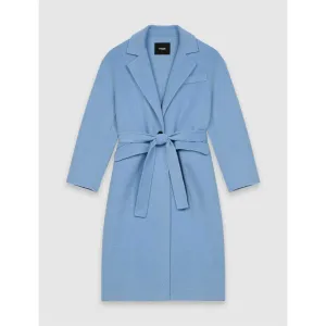 Women Blue Double-Breasted Coat - Light Blue