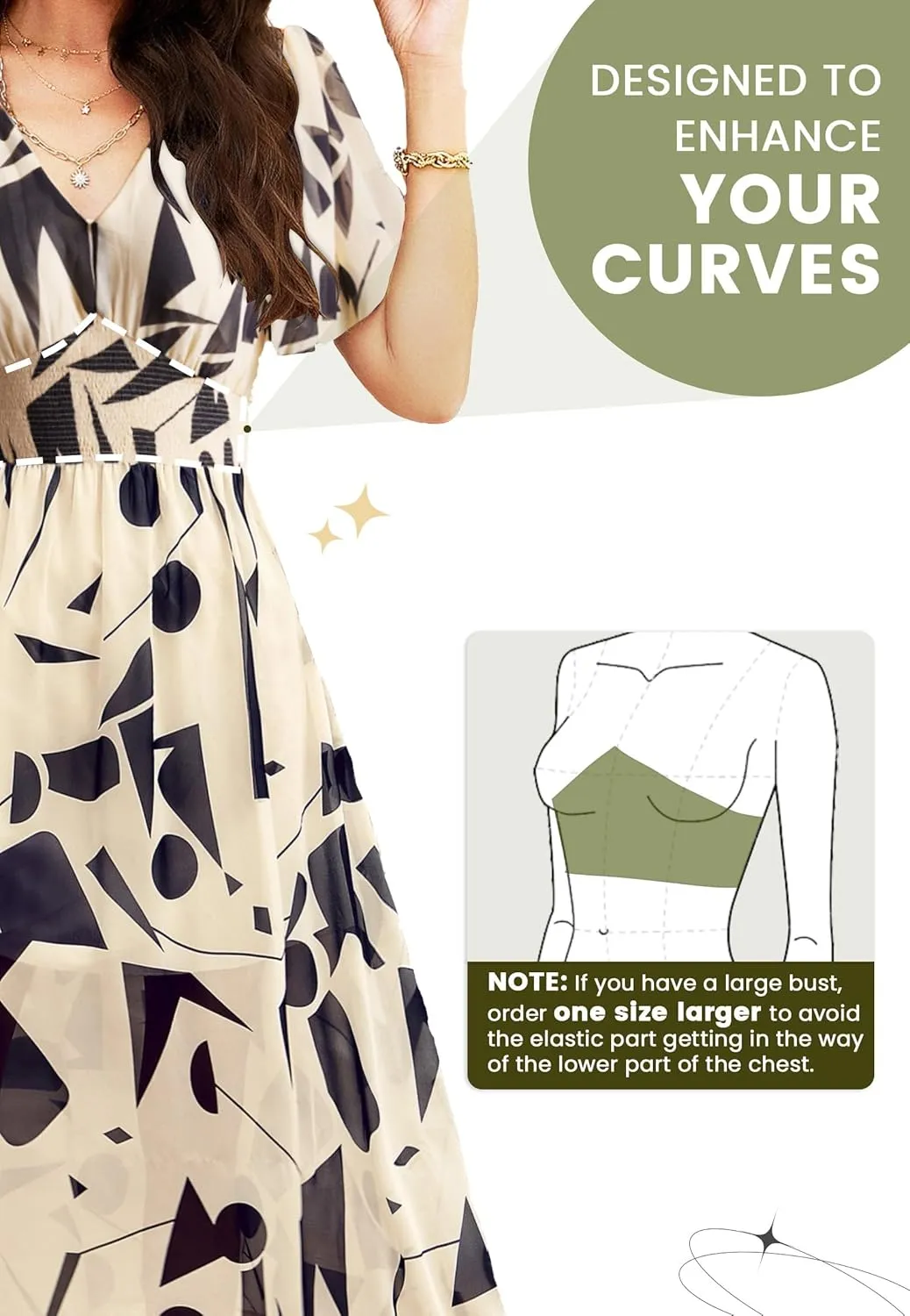 Women Floral Maxi Dress, V-Neck Short Sleeve Empire Waist Summer Boho Flowy Smocked Long Dress