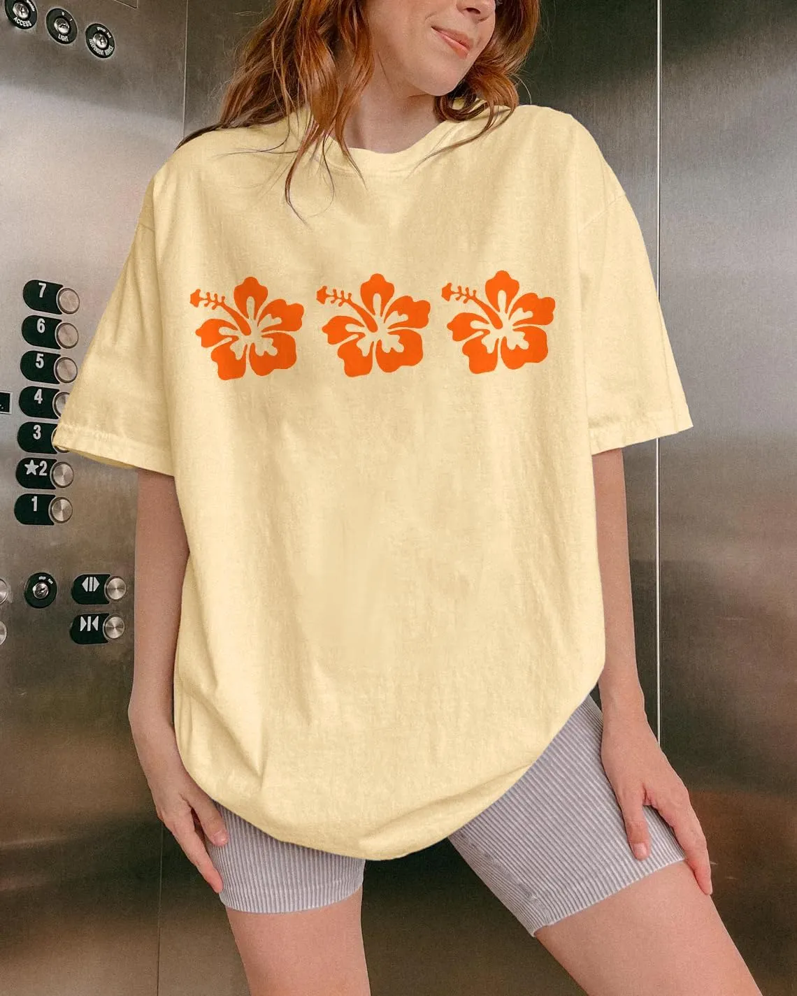 Women Y2K Oversized Graphic Tshirt Short Sleeve Aesthetic Floral Loose Fit Tees Teen Girl Summer Coastal Baggy Tops
