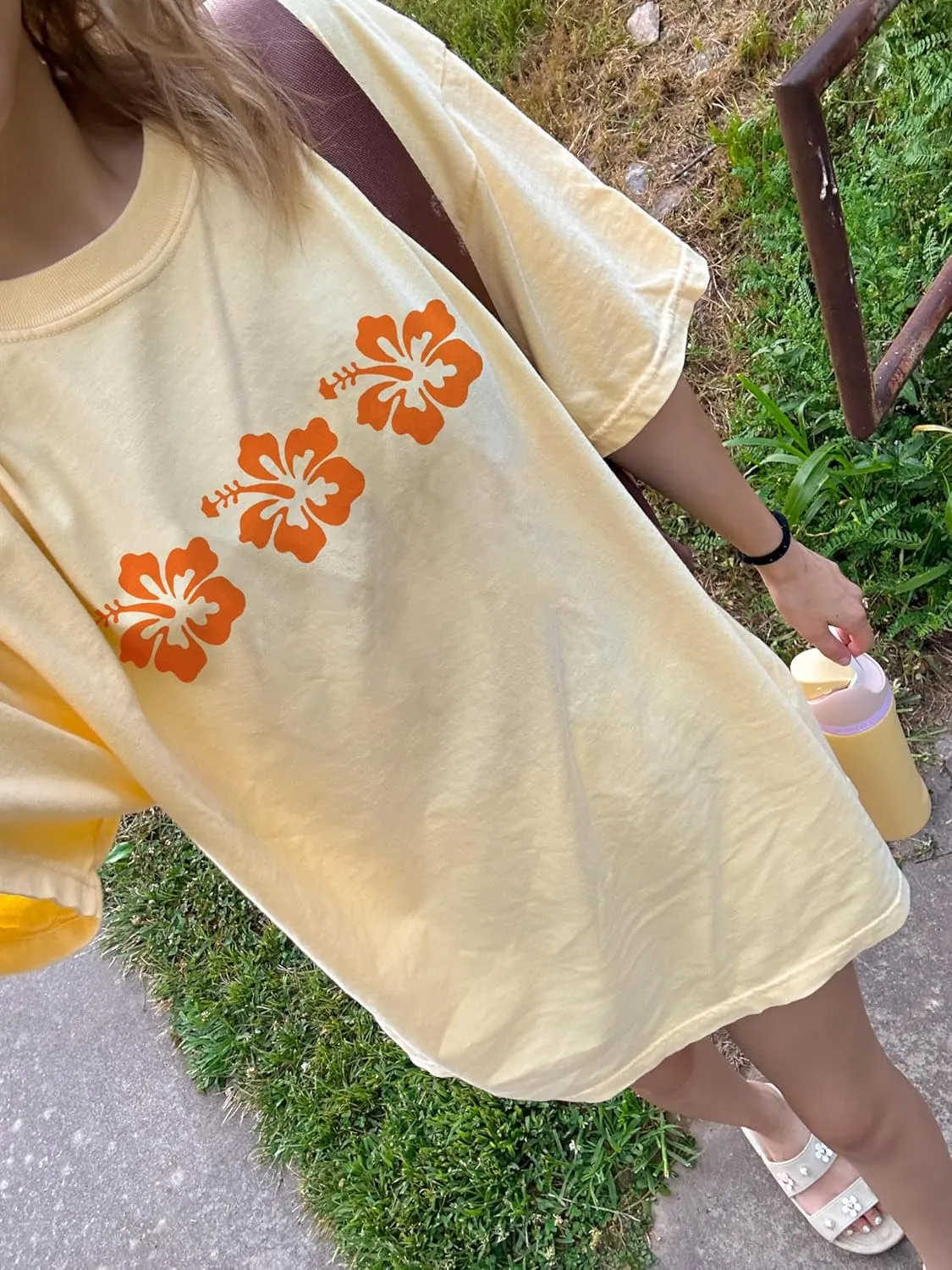Women Y2K Oversized Graphic Tshirt Short Sleeve Aesthetic Floral Loose Fit Tees Teen Girl Summer Coastal Baggy Tops