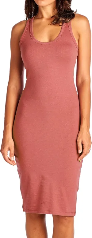 Women's Fitted Sleeveless Racerback Midi Bodycon Tank Dress