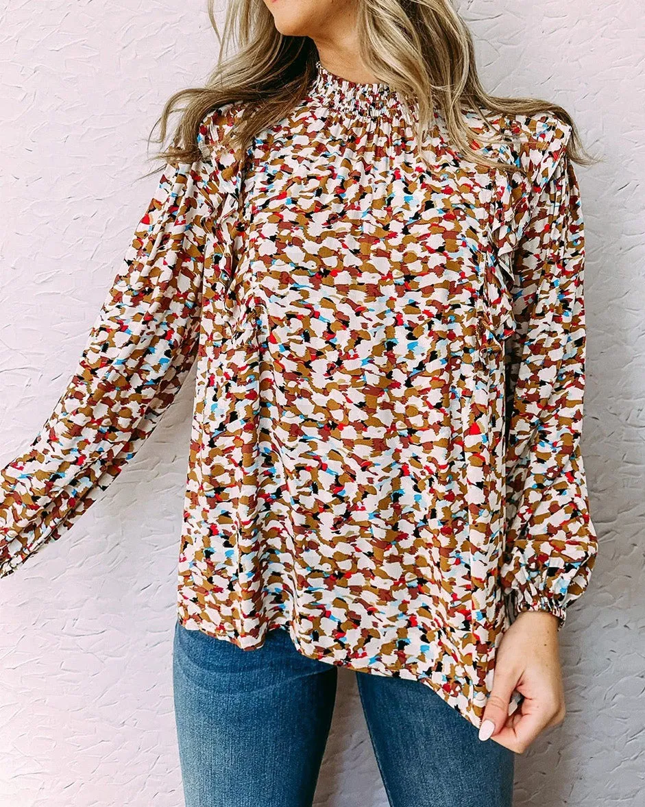 Women's Pretty Bash Abstract Bubble Sleeves Blouse