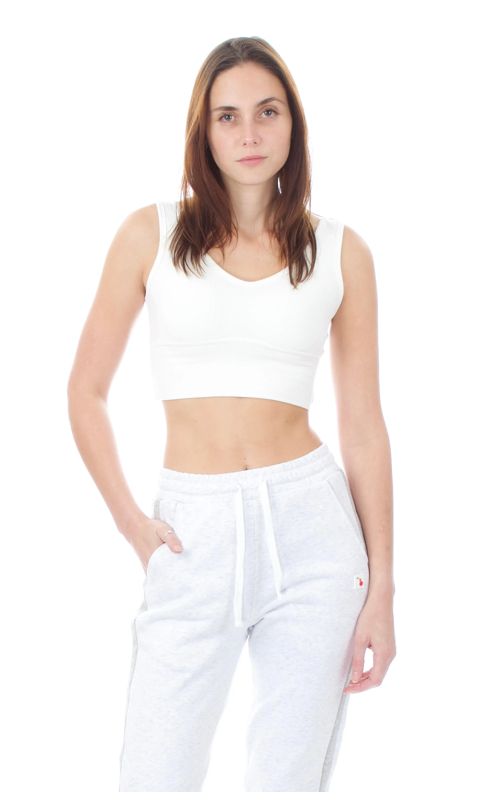 Women's Ribbed Tank - White